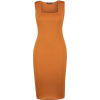 Square Neck Rust Color Dress - Haljine - 