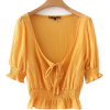 Square neck pleating with ruffle top - Shirts - $25.99 