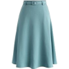 Steel Blue Belted A-Line Skirt - 裙子 - 
