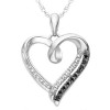 Sterling Silver Black and White Round Diamond Heart Pendant (1/10 cttw) - Pendants - $39.99 