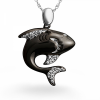 Sterling Silver Diamond Black Shark Pendant (0.12 ctttw) - Pendants - $59.98 