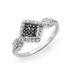 Sterling Silver Round Diamond Black and White Twisted Square Fashion Ring (1/5 cttw) - Pierścionki - $79.00  ~ 67.85€