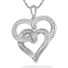 Sterling Silver Round Diamond Double Heart Pendant (1/5 cttw) - Pendants - $76.50 