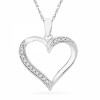 Sterling Silver Round Diamond Heart Pendant (1/10 CTTW) - Pendants - $45.00 