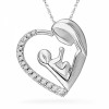 Sterling Silver Round Diamond Mom and Child Heart Pendant (0.12 cttw) - Obeski - $75.00  ~ 64.42€