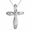 Sterling Silver Round Diamond Twisted Cross Pendant (1/4 cttw) - Pendants - $99.00 