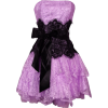 Strapless Bustier Contrast Lace and Crinoline Ruffle Prom Mini Dress Junior Plus Size Lavender/Black - Dresses - $96.99 