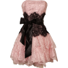 Strapless Bustier Contrast Lace and Crinoline Ruffle Prom Mini Dress Junior Plus Size Pink/Black - Dresses - $96.99 
