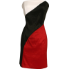 Strapless Color Block Stretch Taffeta Tube Prom Dress Red - Dresses - $69.99 