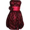 Strapless Lace Overlay Satin Bubble Prom Dress Black-Fuchsia - Dresses - $99.99 