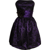 Strapless Lace Overlay Satin Bubble Prom Dress Black-Purple - Dresses - $99.99 