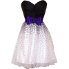 Strapless Prom Dress Holiday Party Gown Cocktail w/ Polka Dot Net Skirt & Color Bow Black/White/Purple - Vestiti - $78.99  ~ 67.84€