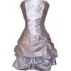 Strapless Satin Bubble Dress Prom Formal Holiday Party Cocktail Gown Bridesmaid Silver - Dresses - $62.99  ~ £47.87