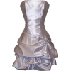 Strapless Satin Bubble Dress Prom Formal Holiday Party Cocktail Gown Bridesmaid Silver - Dresses - $62.99 