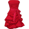 Strapless Taffeta Bubble Dress with Pull-Ups Formal Gown Prom Dress Red - Dresses - $66.99 