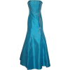 Strapless Taffeta Crystal Twist Mermaid Gown Formal Prom Dress Turquoise - Dresses - $79.99 