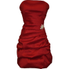 Strapless Taffeta Mini Prom Dress Bridesmaid w/ Pull-ups, Crystal Pin Junior Plus Size Red - Vestiti - $64.99  ~ 55.82€