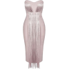 Strapless Dress with Fringe - sukienki - 