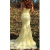 Strapless Yellow Mermaid Prom Dresses Sl - Haljine - $153.27  ~ 131.64€
