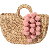Straw Bag With Pink Pom Poms | MSU Progr - Hand bag - 
