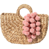 Straw Bag With Pink Pom Poms | MSU Progr - 手提包 - 