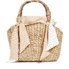 Straw Bag with Polka Dot Tie - Hand bag - 