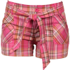 Stretch Cotton Plaid Shorts Patch Pockets Junior Plus Size Pink - Shorts - $22.99 