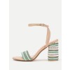 Striped Ankle Strap Heeled Sandals - Sandały - $33.00  ~ 28.34€