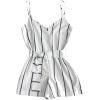 Striped Belted Cami Romper -white - オーバーオール - $17.99  ~ ¥2,025