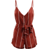 Striped Belted Cami Romper -white - Overall - $17.99  ~ 15.45€