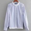Striped openwork embroidered shirt - Long sleeves shirts - $28.99 