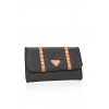 Studded Faux Leather Foldover Clutch - Clutch bags - $14.99 
