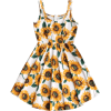 Sunflower Print High Waist Flare Dress - sukienki - 