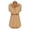 Sunglory Womens Cap Sleeve Stretch Chiffon Casual OL Shirt Mini Dress with Belt - sukienki - $8.99  ~ 7.72€