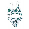 Sunm boutique Fashion Women's Fresh Leaves Printing Front Cross Padding Bikini Set Beach Swimwear 2-Piece Bathing Suit - Swimsuit - $18.99 