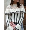 Sweater stripe ruffle cardigan -winter - Long sleeves shirts - 