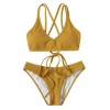 SweatyRocks Women's Bathing Suits Spaghetti Strap Criss Cross Back Bikini Ribbed Swimsuit - 泳衣/比基尼 - $17.99  ~ ¥120.54