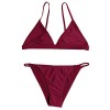 SweatyRocks Women's Burgundy Plain Wire Free High Leg Triangle Bralette Bikini - 泳衣/比基尼 - $10.99  ~ ¥73.64