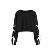 SweatyRocks Women's Casual Lace Up Long Sleeve Pullover Crop Top Sweatshirt - Shirts - $13.99 