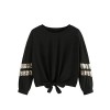 SweatyRocks Women's Casual Pullover Crewneck Long Sleeve Knot Front Sweatshirt Crop Top T-Shirts - Shirts - $14.99 