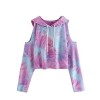 SweatyRocks Women's Cold Shoulder Tie Dye Pullover Hoodie Crop Top Sweatshirt - Koszule - krótkie - $13.99  ~ 12.02€