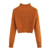 SweatyRocks Women's Drop Shoulder Mock Neck Pullover Sweater Long Sleeve Basic Crop Sweaters - Shirts - $14.99 
