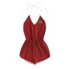 SweatyRocks Women's Halter Sleeveless Short Jumpsuit Rompers Backless Playsuit - Calças - $13.99  ~ 12.02€