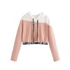 SweatyRocks Women's Letter Print Color Block Long Sleeve Crop Top Hoodies Pullover Sweatshirt - Hemden - kurz - $12.99  ~ 11.16€