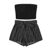 SweatyRocks Women's Sexy 2 Piece Outfits Striped Bandeau Tube Crop Top with Shorts Set - 西装 - $12.99  ~ ¥87.04