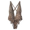 SweatyRocks Women's Sexy Bathing Suits Criss Cross Tie Knot Front Deep V Open Back Leopard One Piece Swimwear - Costume da bagno - $16.99  ~ 14.59€