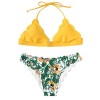 SweatyRocks Women's Sexy Bathing Suits Scallop Halter Bikini Top Floral Print Two Piece Swimsuits - Swimsuit - $13.99 