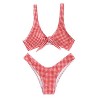 SweatyRocks Women's Sexy Bikini Swimsuit Plaid Print Tie Knot Front Thong Bottom Swimwear Set - Kupaći kostimi - $12.99  ~ 11.16€