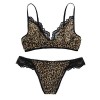 SweatyRocks Women's Sexy Leopard Lace Trim Lingerie Set 2 Piece Bra and Panty Set - Suits - $10.89 