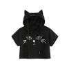 SweatyRocks Women's Short Sleeve Hoodie Crop Top Cat Print Tshirt - Camisa - curtas - $12.99  ~ 11.16€